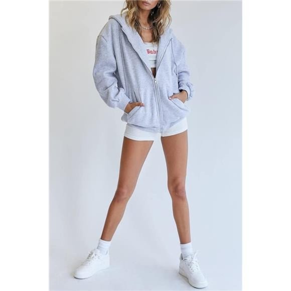 Womens Zip Up Hoodies Long Sleeve Sweatshirts Fall Outfits Sweaters Jackets‎ - Picture 1 of 6